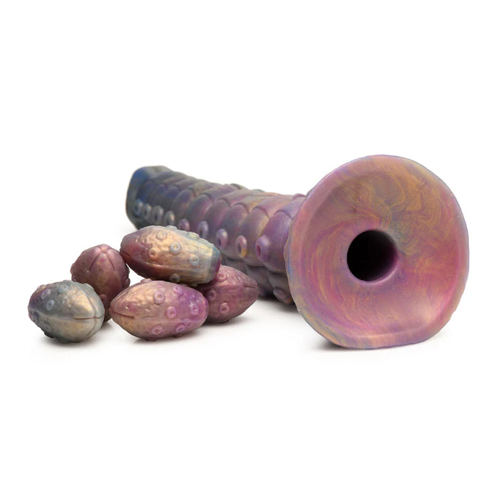 Creature Cocks Deep Invader Tentacle Textured Extra Large Ovipositor Fantasy Shaped Harnessable Dildo with Silicone Eggs