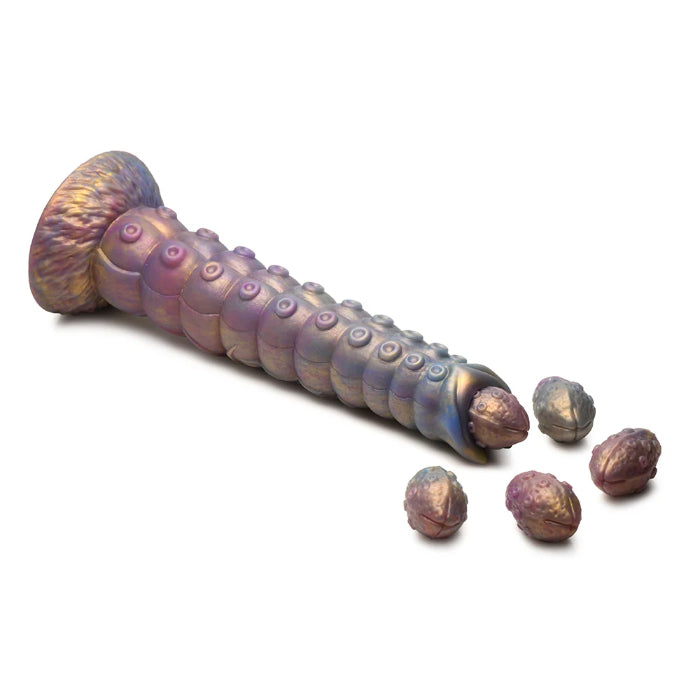Creature Cocks Deep Invader Tentacle Textured Extra Large Ovipositor Fantasy Shaped Harnessable Dildo with Silicone Eggs