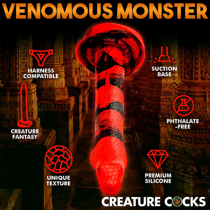 Creature Cocks King Cobra Silicone Fantasy Shaped Extra Long Harnessable Dildo With Suction Cup
