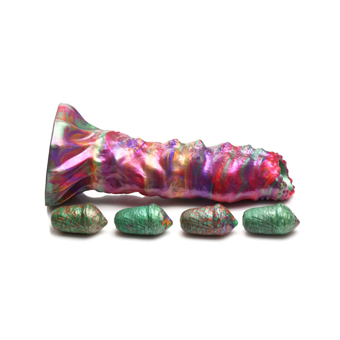 Creature Cocks Larva Silicone Ovipositor Dildo Textured Fantasy Shaped Harnessable Silicone Dildo with Silicone Eggs