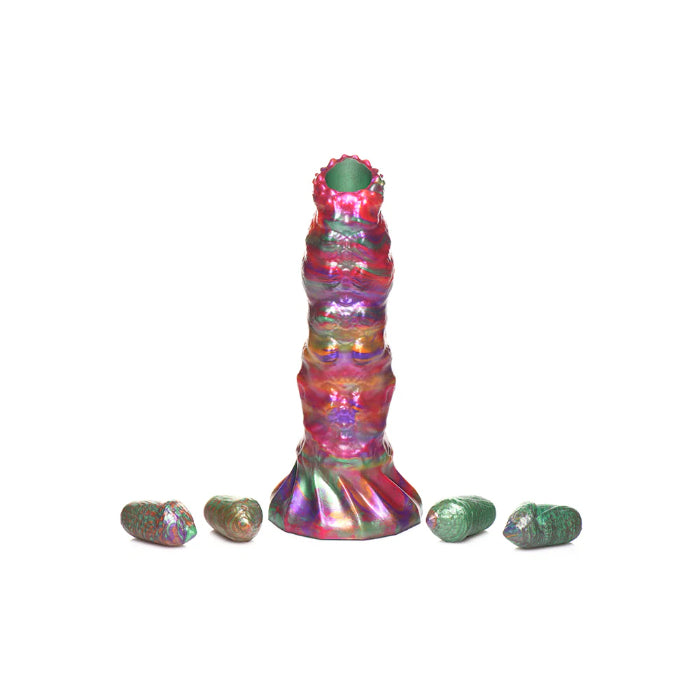 Creature Cocks Larva Silicone Ovipositor Dildo Textured Fantasy Shaped Harnessable Silicone Dildo with Silicone Eggs