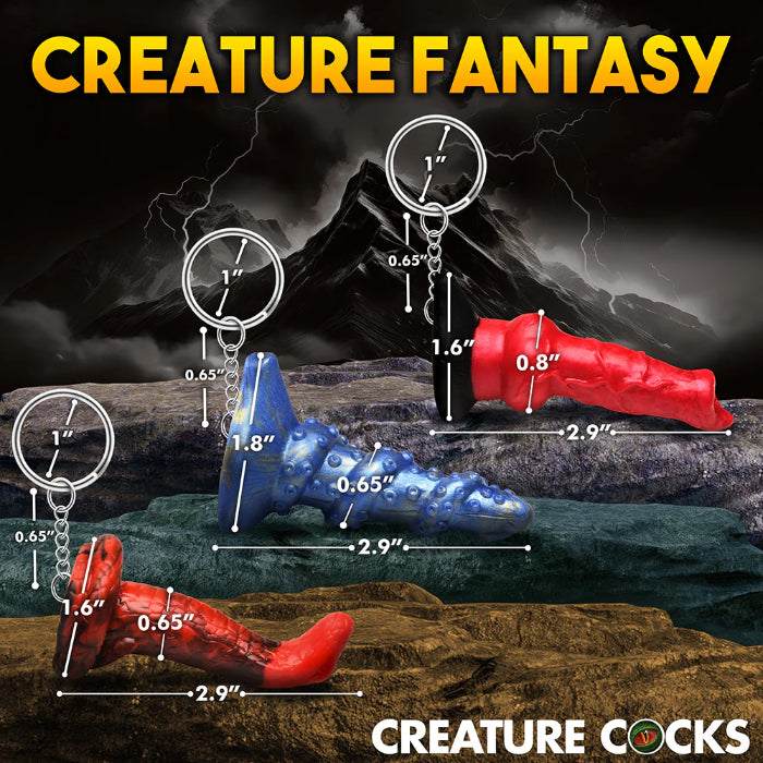 Creature Cocks Hell-Hound, Lord Kraken & King Cobra Silicone Mini Fantasy Shaped Dildo Keychain Set