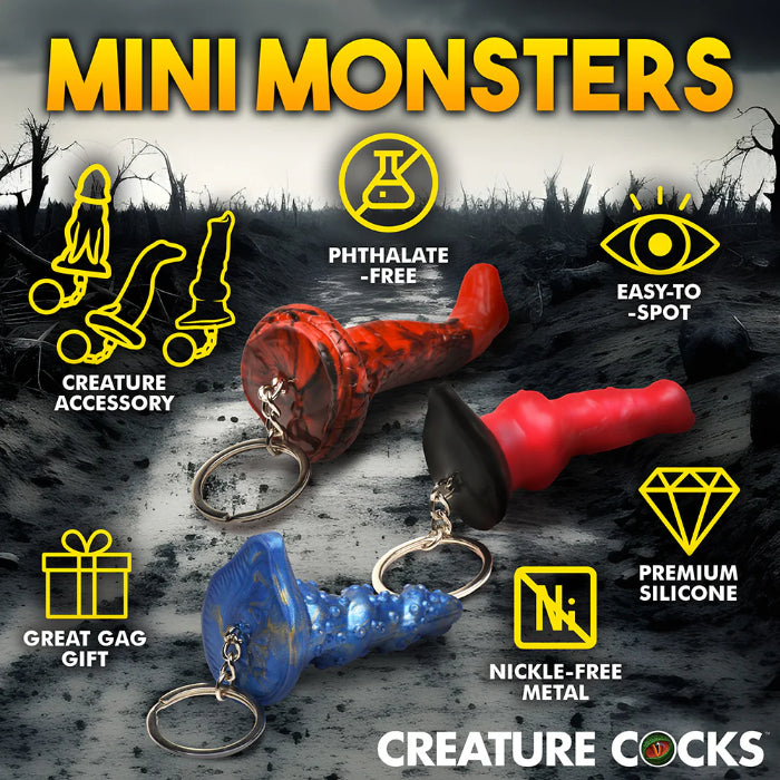Creature Cocks Hell-Hound, Lord Kraken & King Cobra Silicone Mini Fantasy Shaped Dildo Keychain Set
