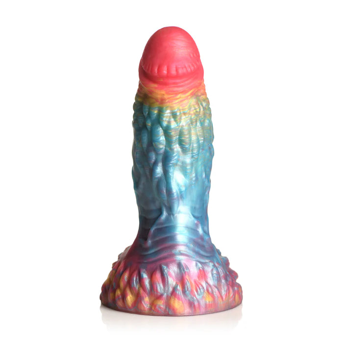 Creature Cocks Rainbow Phoenix Vibrating Rechargeable Remote Controlled Fantasy Shaped Harnessable Silicone Dildo With Suction Cup