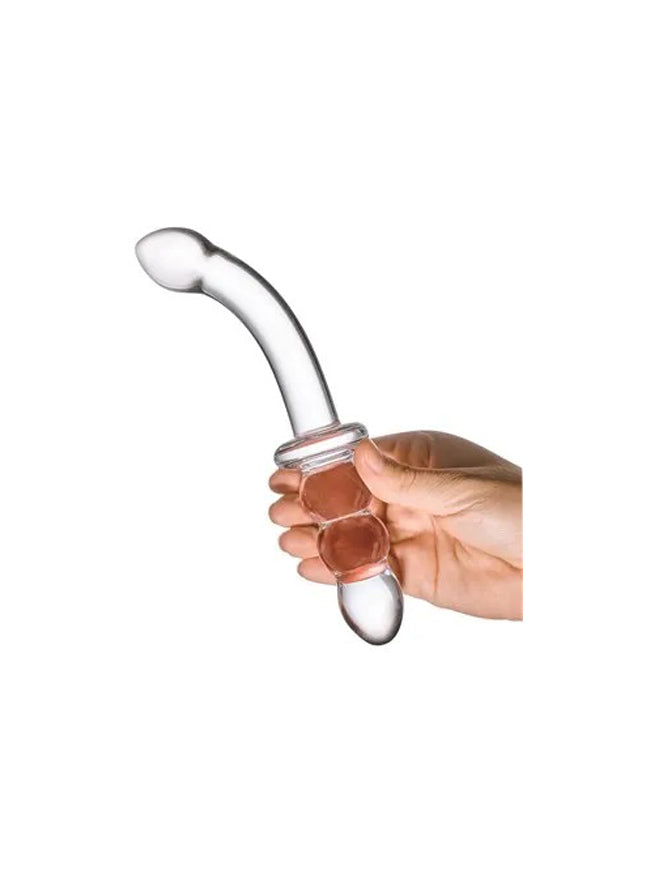 Curved Dual Ended Beaded Glass Dildo