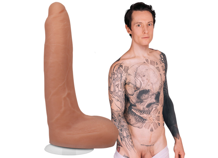 Doc Johnson Signature Cocks Owen Gray 8 in. Dual Density Silicone Dildo with Removable Harnessable Vac-U-Lock Suction Cup