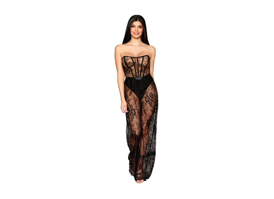 Dreamgirl Lace Romper & Thong Lingerie Set