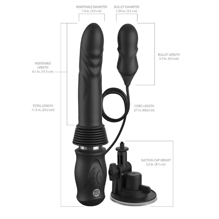 Fetish Fantasy Ultimate Silicone Rechargeable Textured Thruster And Vibrating Bullet With Suction Cup