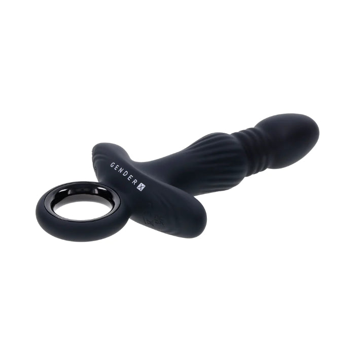 Gender X Slayer Rechargeable Silicone Thrusting Anal Vibe With Finger Grip Ring