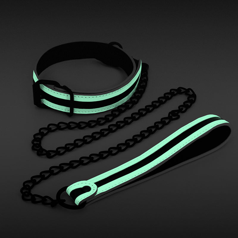 GLO Bondage Glow-In-The-Dark Collar & Leash Set