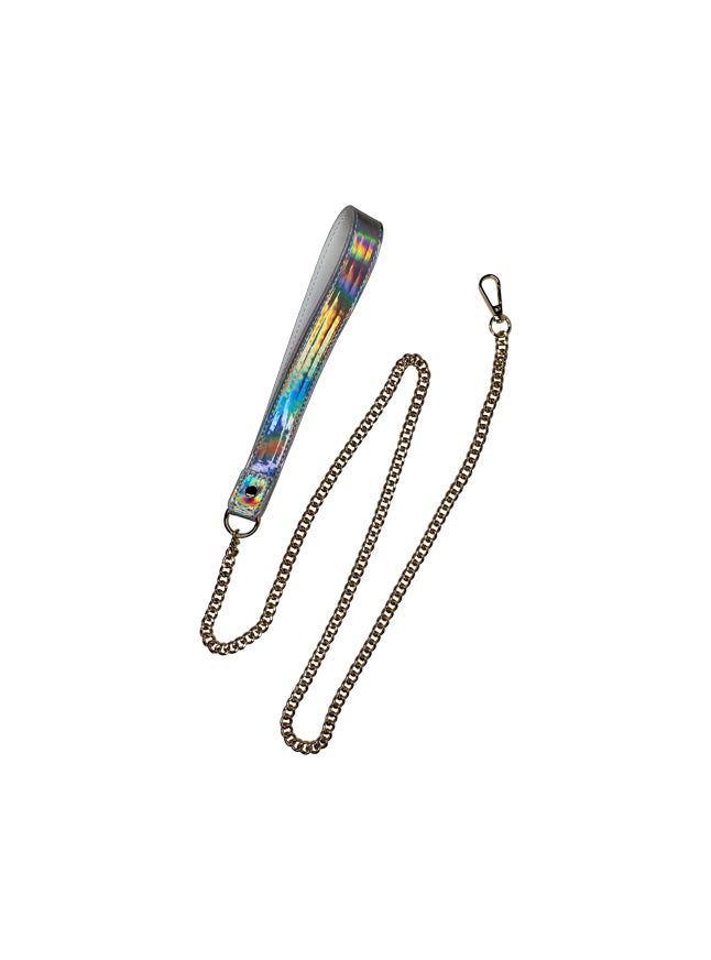 Holographic Vegan Leather & Chain Leash
