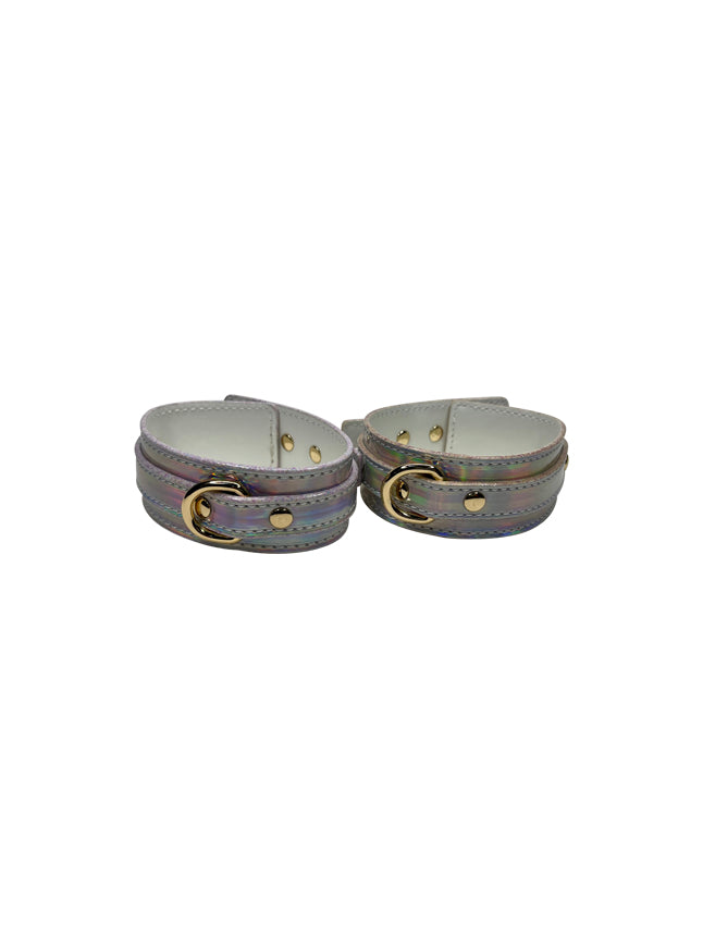 Holographic Vegan Leather Ankle Cuffs