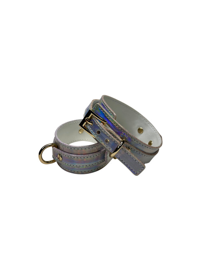 Holographic Vegan Leather Ankle Cuffs