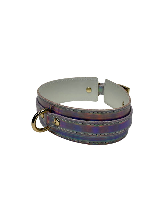 Holographic Vegan Leather BDSM Collar