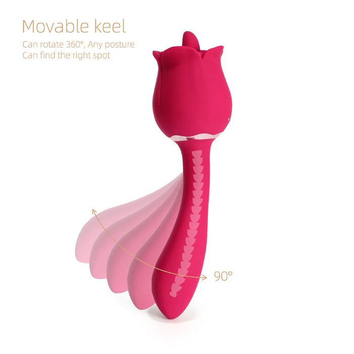 Honey Play Box Rhea The Rose Tongue Licking Vibrator and G-spot Rechargeable Vibrating Silicone Massager