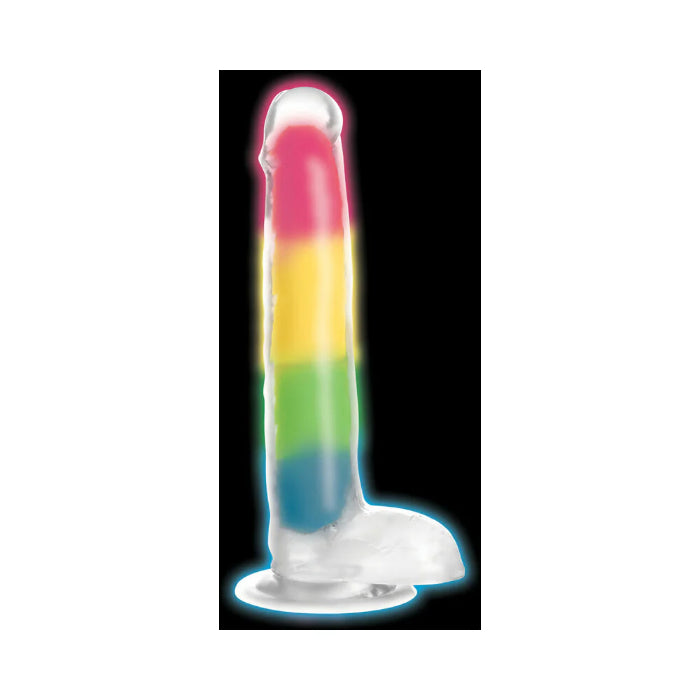 Lollicock Rainbow Glow-in-the-Dark 7 Inch Dual Density Harnessable Realistic Silicone Dildo With Balls And Suction Cup