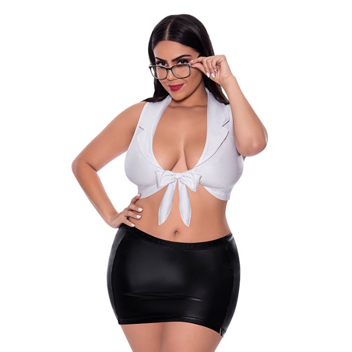 Magic Silk Dress Up Sexy CEO Two Piece Set