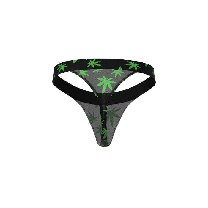 Male Power Hazy Dayz Micro Thong Blacklight Responsive Pot Leaf Print