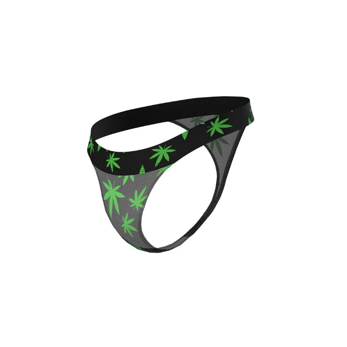 Male Power Hazy Dayz Micro Thong Blacklight Responsive Pot Leaf Print