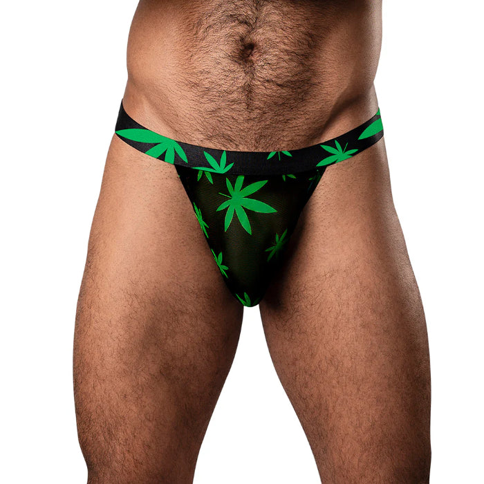 Male Power Hazy Dayz Micro Thong Blacklight Responsive Pot Leaf Print