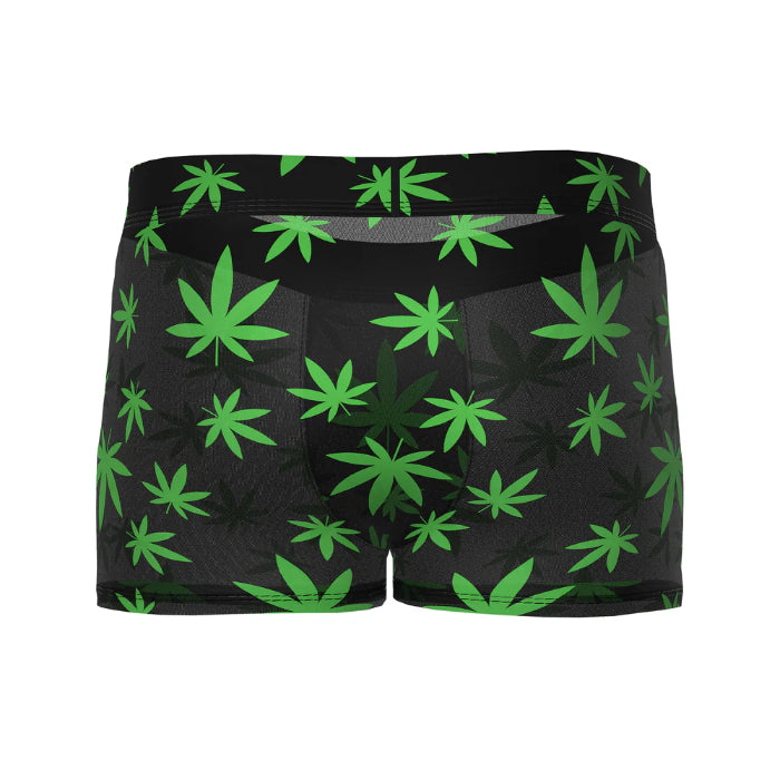 Male Power Hazy Dayz Pouch Short Blacklight Responsive Pot Leaf Print