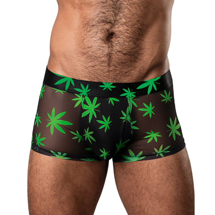 Male Power Hazy Dayz Pouch Short Blacklight Responsive Pot Leaf Print