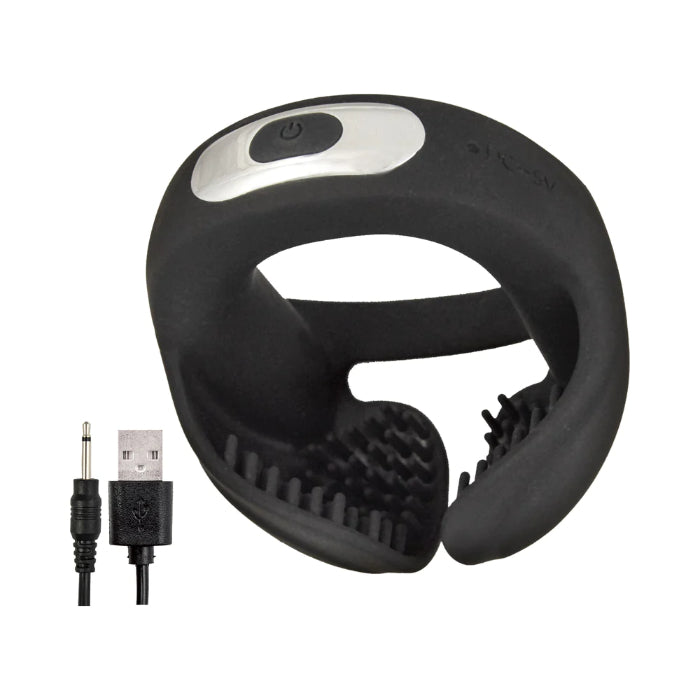 Nasstoys Cockpower Scrotum Hugger Rechargeable Silicone Cock Ring And Textured Ball Stimulator