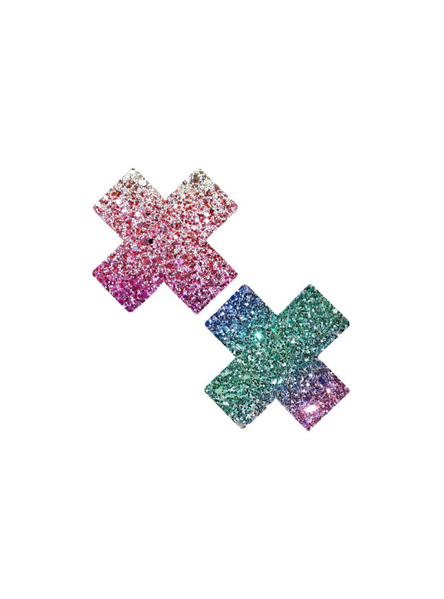 Neva Nude Super Sparkle Rock Kandi Multicolor Chunky Glitter X Factor Nipple Cover Pasties