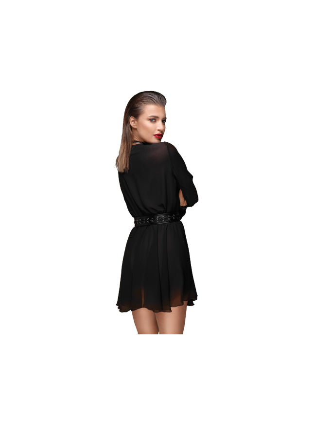 Noir Handmade Chiffon Minidress With Choker