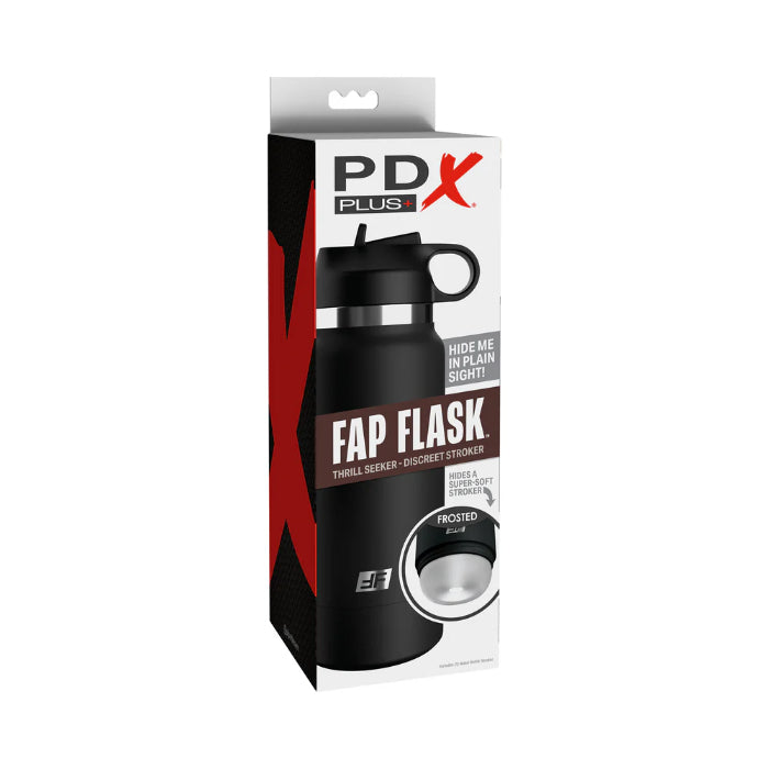 PDX Plus Fap Flask Thrill Seeker Frosted Black Bottle Discreet Easy To Hide Stroker