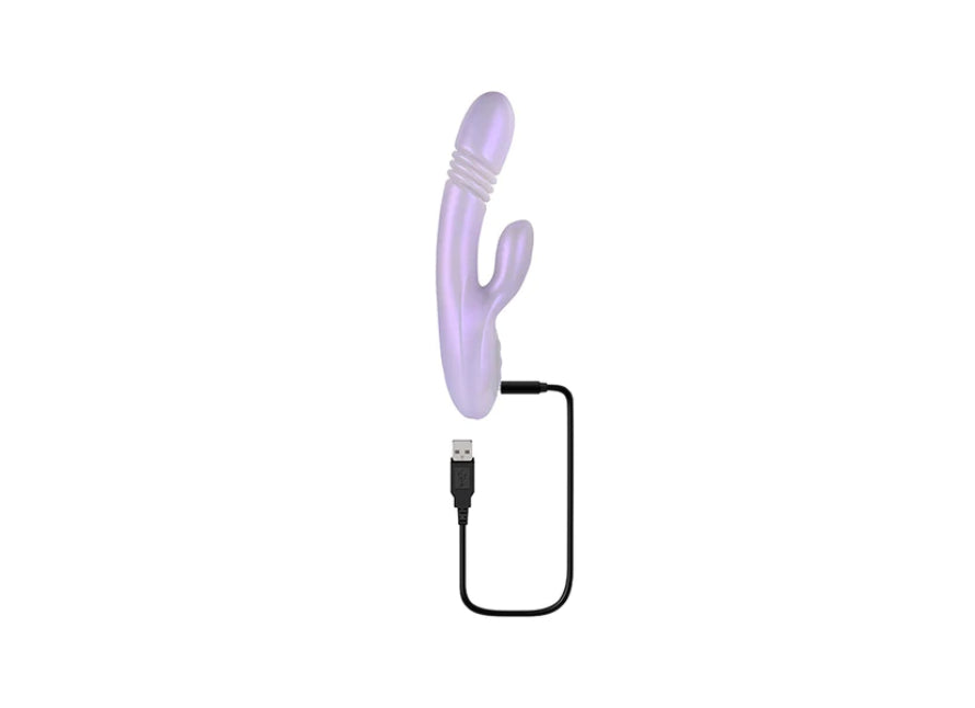 Playboy Bumping Bunny Rechargeable Thrusting Warming Silicone Dual Stimulation Vibrator