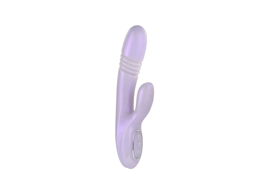 Playboy Bumping Bunny Rechargeable Thrusting Warming Silicone Dual Stimulation Vibrator