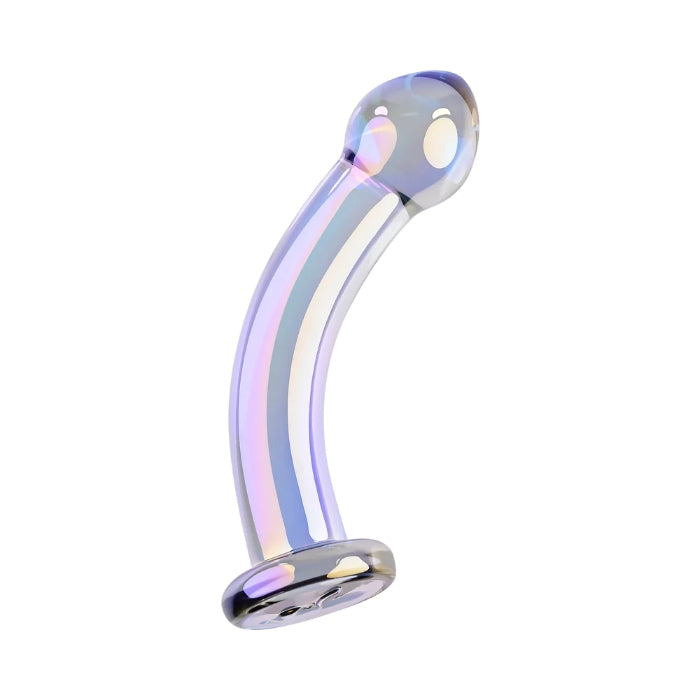 Playboy Jewels Glass King Iridescent Curved Dildo With Rabbit Head Detail