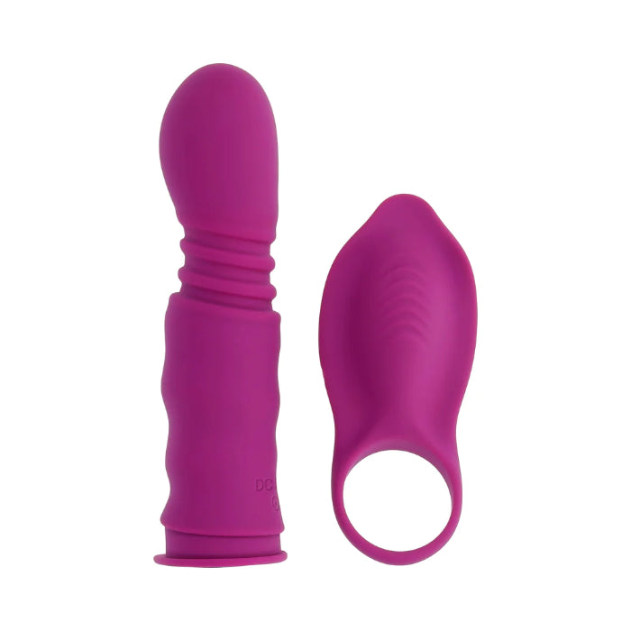 Playboy Match Play 3-In-1 Rechargeable Silicone Thrusting Dual Vibrator And Removable Vibrating Ring