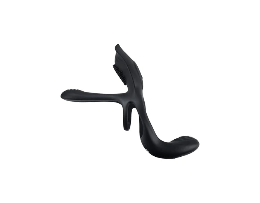 Playboy The 3 Way Rechargeable Remote Controlled Vibrating Silicone Cockring with Vibrating Perineum Stimulator