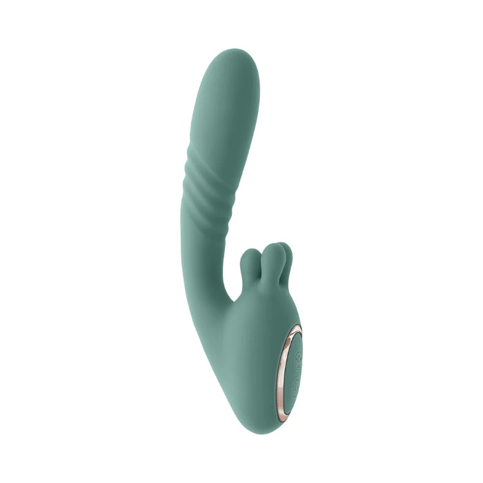 Playboy Thrust Into Ecstasy Rechargeable Dual Stimulating Bendable Thruster With External Rotating Prong Stimulator