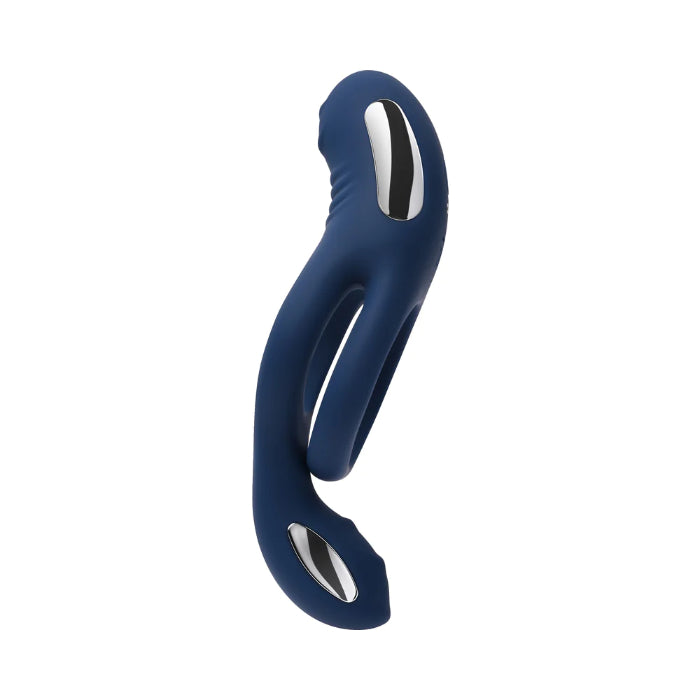 Ring Around The Rosy Textured Rechargeable Vibrating Dual Cock Ring With Flexible Ball Stimulator