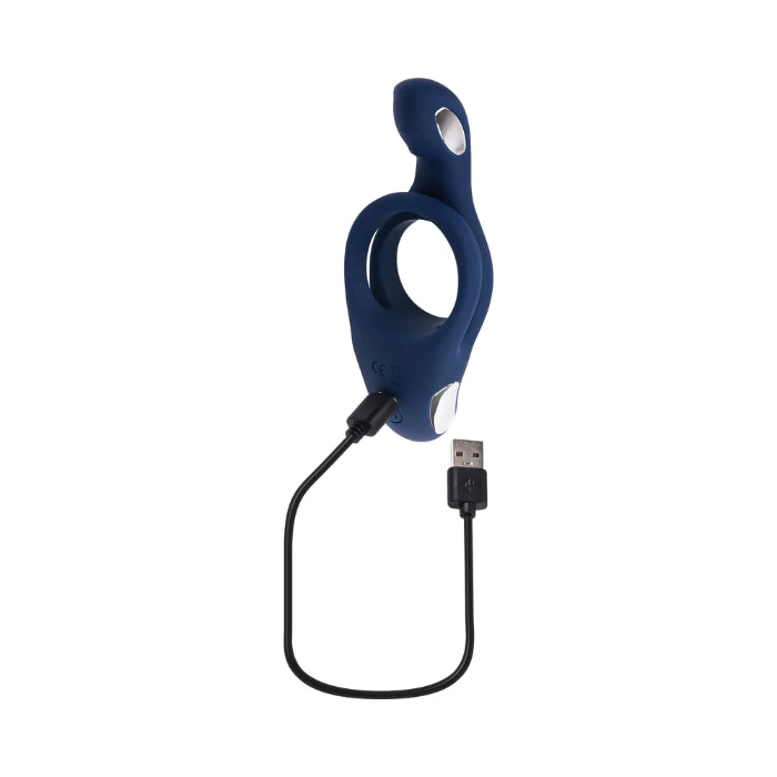 Ring Around The Rosy Textured Rechargeable Vibrating Dual Cock Ring With Flexible Ball Stimulator