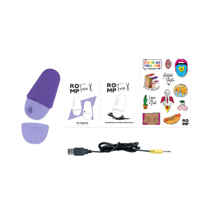 ROMP Free X Pleasure Air Pulse Rechargeable Compact Discreet Suction Massager With Cover