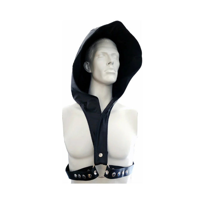 Rouge Faux Leather Hoodie With Chest Harness