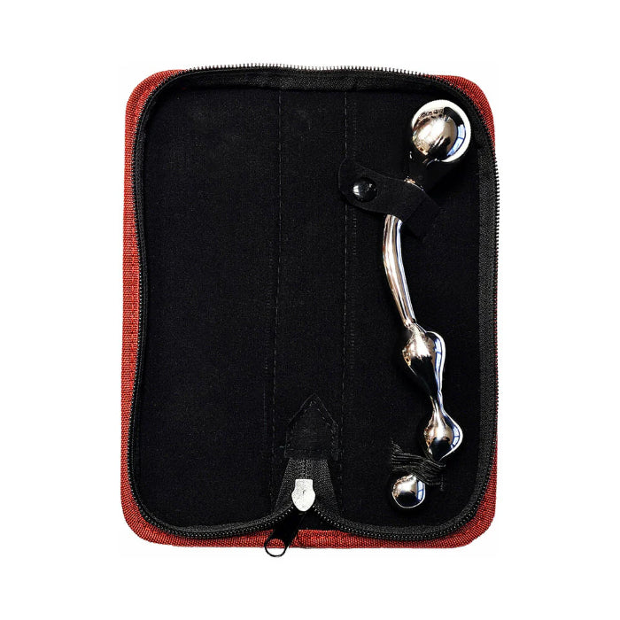 Rouge Stainless Steel Weighted Beaded And Curved Dual Ended Prostate Probe With Case