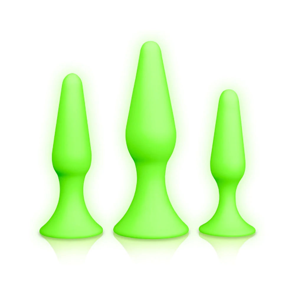 Shots Ouch! Glow in the Dark 3-Piece Silicone Anal Plug Set