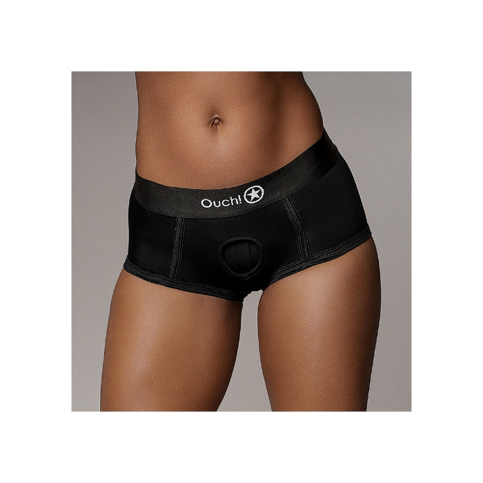Shots Vibrating Strap-on Brief Style Harness with Adjustable O Ring
