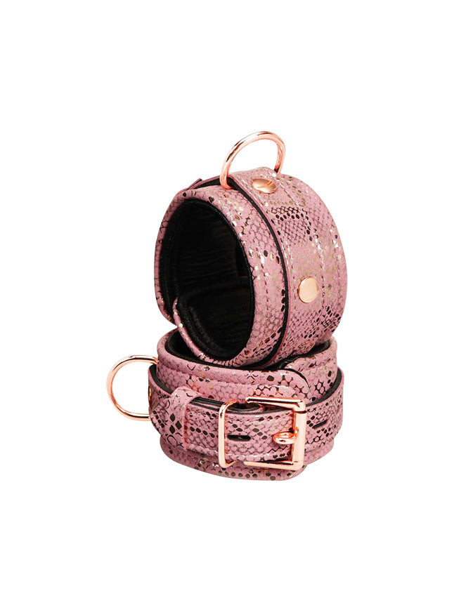 Snake Print Microfiber & Leather Wrist Cuffs