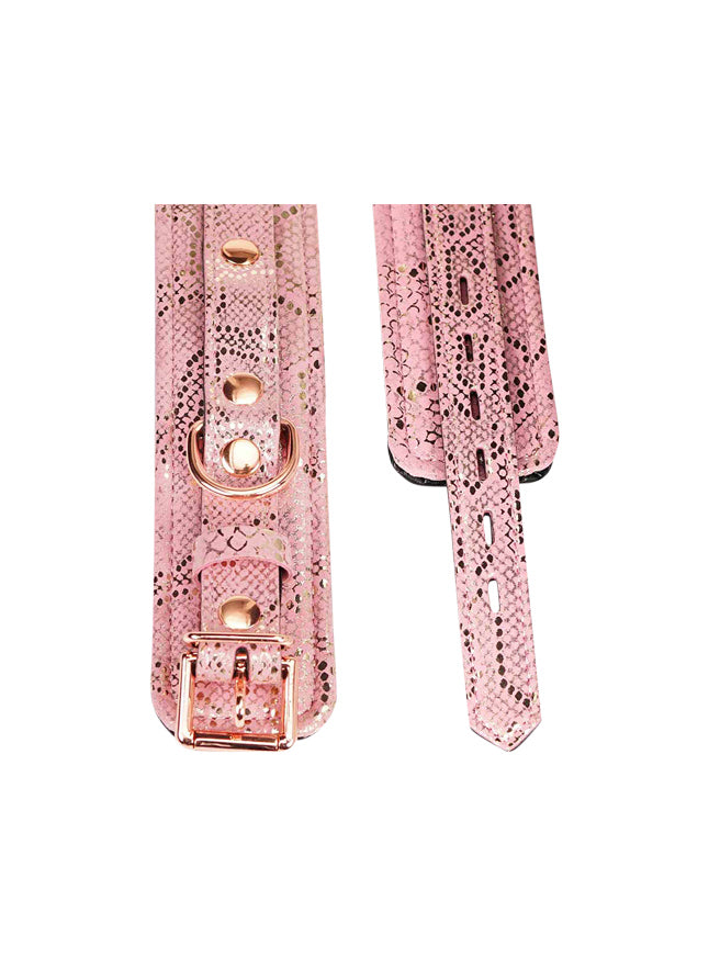 Snake Print Microfiber & Leather Wrist Cuffs