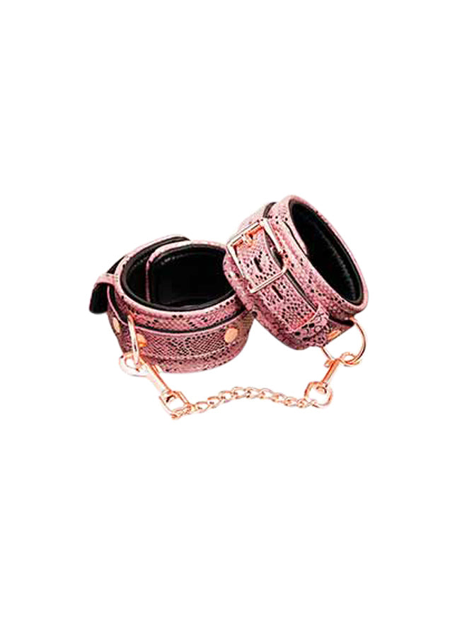 Snake Print Microfiber & Leather Wrist Cuffs