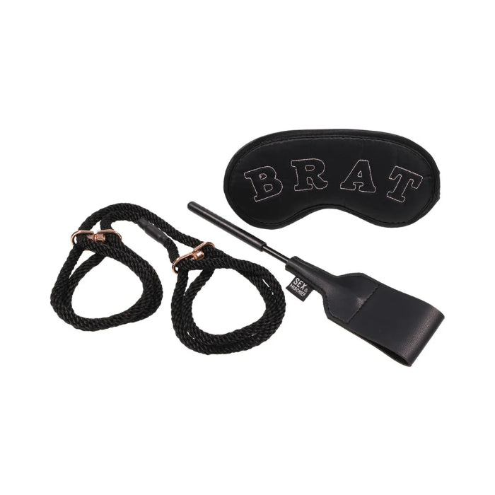 Sportsheets S&M Knotty Brat Kit With Crop Blindfold And Rope Cuffs