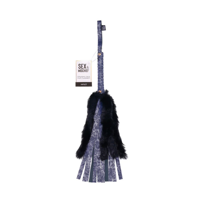 Sportsheets Sex & Mischief Cougar Animal Print Faux Fur Flogger For Impact Play