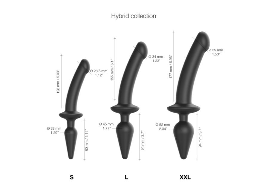 Strap-On-Me Hybrid Collection Switch Plug-In Semi-Realistic Dual-Ended Dildo
