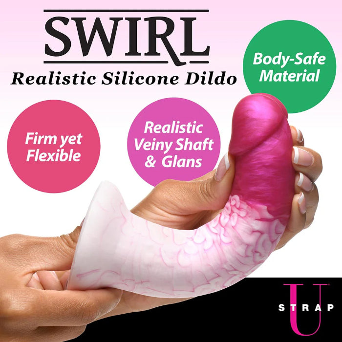 Strap U Real Swirl Realistic Harnessable Silicone Dildo With Suction Cup